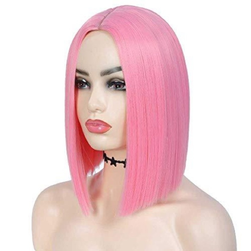 Light Pink Wig Short Straight Bob - Picture 1 of 7
